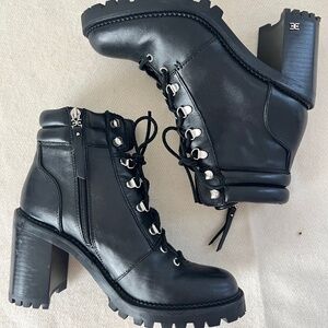 Sam Edelman - Black Leather Lace-up Boots (8.5)